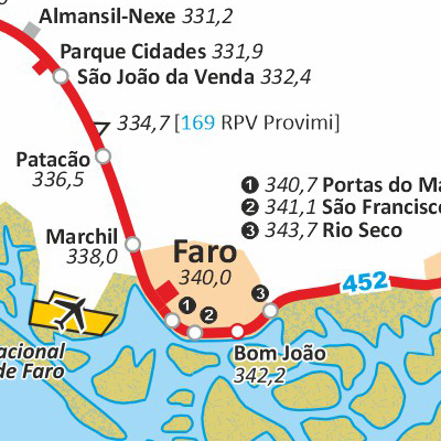 Excerto do mapa 16, na zona de Faro